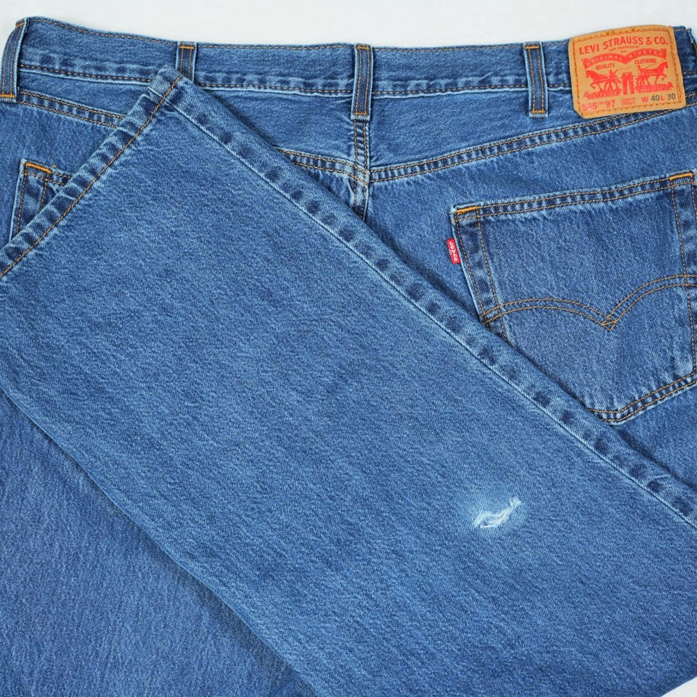Levis 565 97 Loose Fit Straight Jeans Mens 40x30 (Fits 40x28) Medium Blue Denim